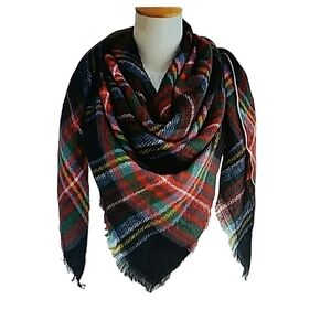 Swanky Coconut  Plaid Triangle Scarf